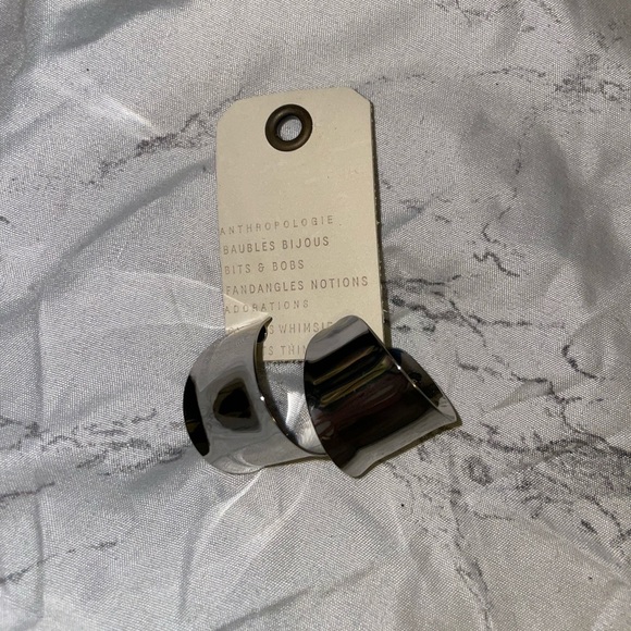 Anthropologie New Silver Ultra Wide Huggie Hoop Earrings - Picture 2 of 3